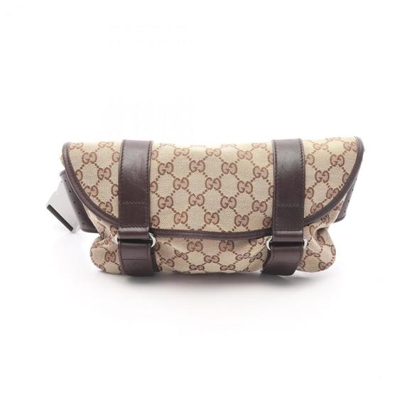 Gucci GG Canvas Waist Bag, and Leather, Men's Women's, Beige Brown, 145851 - Picture 1 of 10